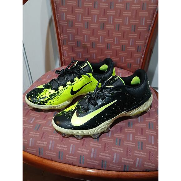 New Size 11 Nike Alpha Huarache Elite 4 Low MCS Baseball Black/Lime FV6096-001 - Picture 4 of 9